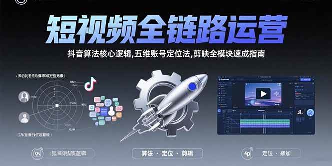 （15580期）短视频全链路运营：抖音算法核心逻辑,五维账号定位法,剪映全模块速成指南-搞砸网络-www.gaoza.cn