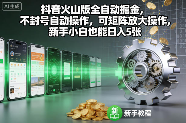 抖音火山版全自动掘金，不封号自动操作，可矩阵放大操作，新手小白也能日入5张【揭秘】-搞砸网络-www.gaoza.cn