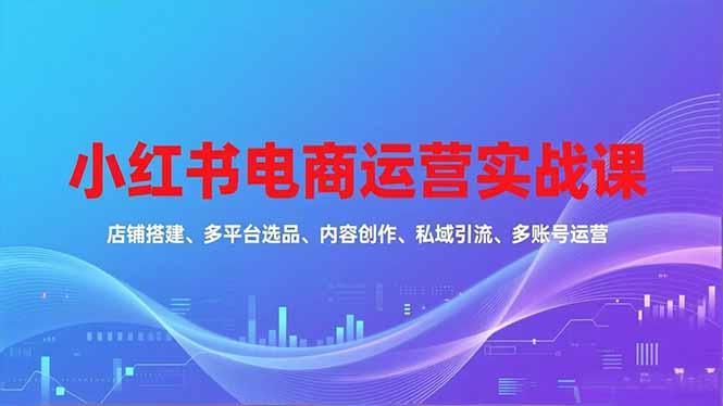 小红书电商运营实战课，店铺搭建、多平台选品、内容创作、私域引流、多账号运营等玩法-搞砸网络-www.gaoza.cn