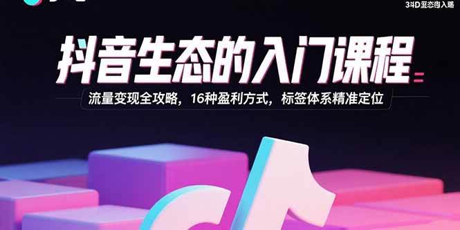 （15856期）抖音生态的入门课程：流量变现全攻略，16种盈利方式，标签体系精准定位-搞砸网络-www.gaoza.cn