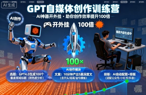 GPT自媒体创作训练营：AI神器开外挂，助你创作效率提升100倍-搞砸网络-www.gaoza.cn