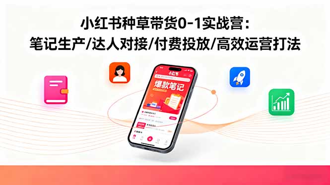 小红书种草带货0-1实战营：笔记生产/达人对接/付费投放/高效运营打法-搞砸网络-www.gaoza.cn