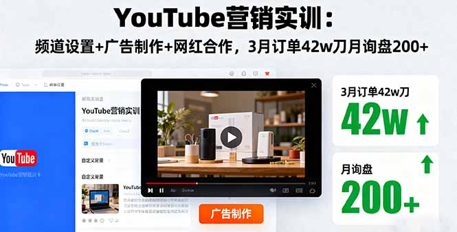 YouTube营销实训：频道设置+广告制作+网红合作，3月订单42w刀月询盘200+-搞砸网络-www.gaoza.cn