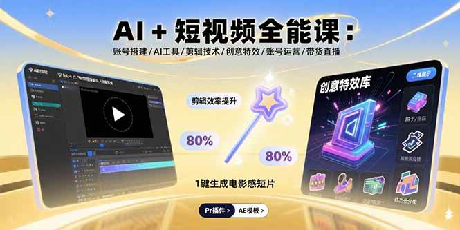 （15862期）AI+短视频全能课：账号搭建/AI工具/剪辑技术/创意特效/账号运营/带货直播-搞砸网络-www.gaoza.cn