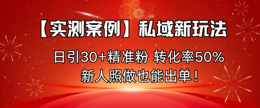【实测案例】私域新玩法，日引30+精准粉，转化率50%，新人照做也能出单！-搞砸网络-www.gaoza.cn