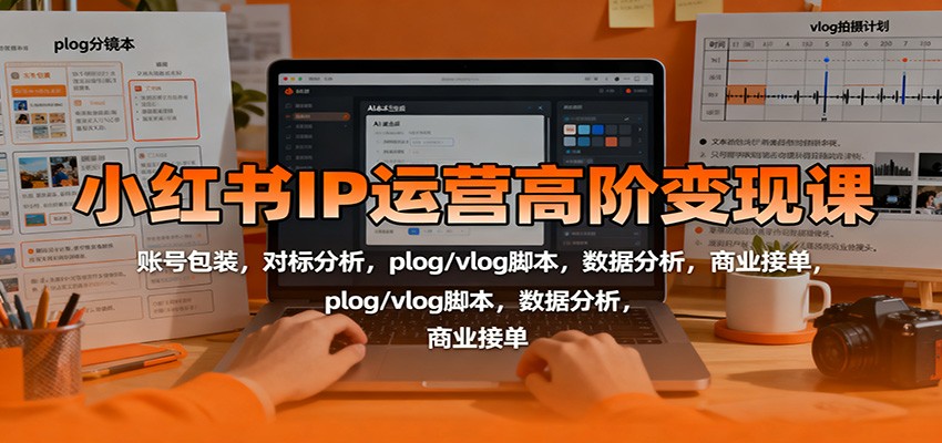 小红书IP运营高阶变现课：账号包装，对标分析，plog/vlog脚本，数据分析，商业接单-搞砸网络-www.gaoza.cn