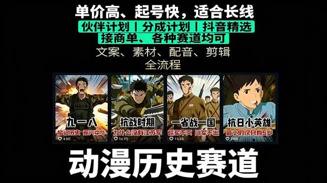 图片[1]-（16048期）历史动漫赛道撸分成：起号、文案、素材、配音、剪辑，单视频收益破万-搞砸网络-www.gaoza.cn