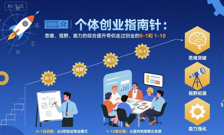 个体创业指南针，思维、视野、能力的综合提升带你走过创业的0-1和1-10【音频】-搞砸网络-www.gaoza.cn