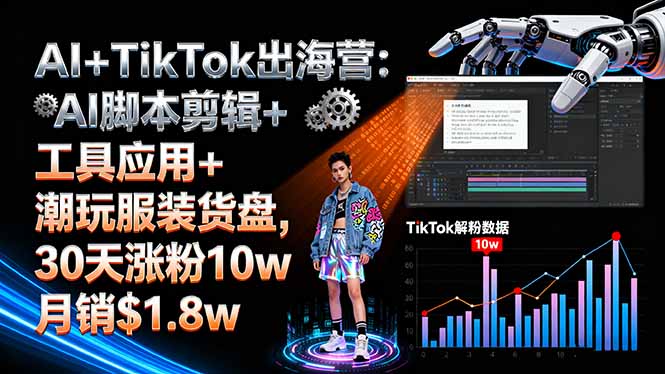 AI+TikTok出海营:AI脚本剪辑+工具应用+潮玩服装货盘,30天涨粉10w月销$1.8w-搞砸网络-www.gaoza.cn