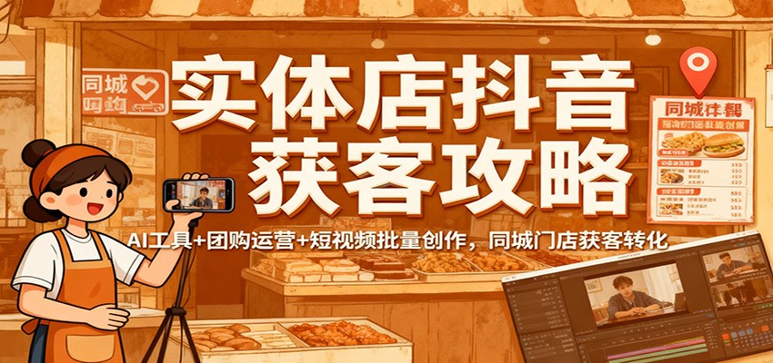 实体店抖音获客攻略：AI工具+团购运营+短视频批量创作，同城门店获客转化-搞砸网络-www.gaoza.cn