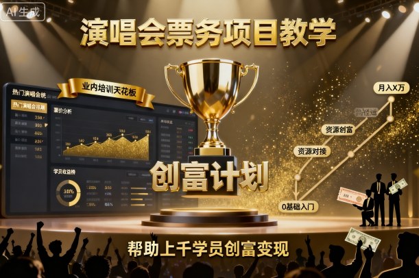 演唱会票务项目教学，业内培训天花板，帮助上千学员创富变现-搞砸网络-www.gaoza.cn