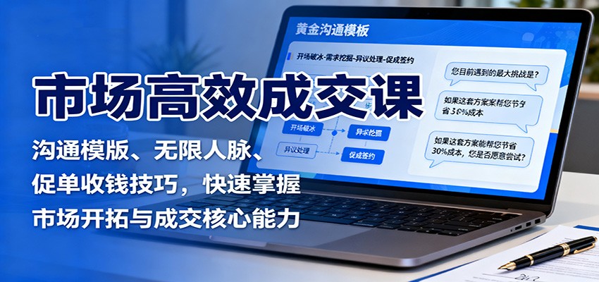 市场高效成交课：沟通模版、无限人脉、促单收钱技巧，快速掌握市场开拓与成交核心能力-搞砸网络-www.gaoza.cn