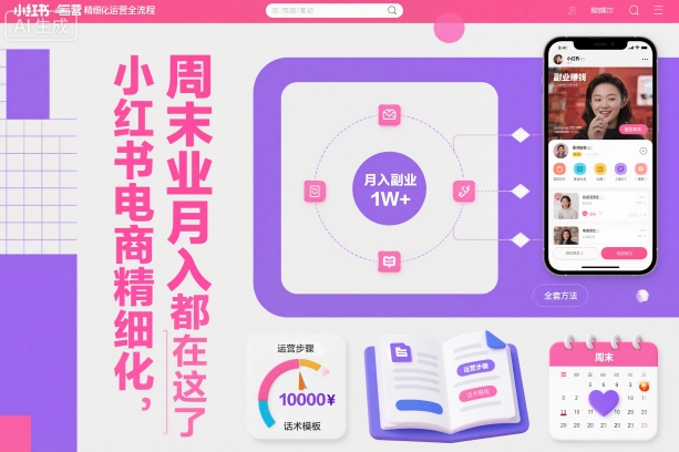 小红书电商精细化运营全流程，周末副业月入1W+，全套方法都在这了-搞砸网络-www.gaoza.cn