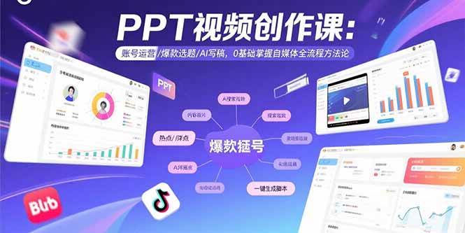（15747期）PPT视频创作课：账号运营/爆款选题/AI写稿，0基础掌握自媒体全流程方法论-搞砸网络-www.gaoza.cn