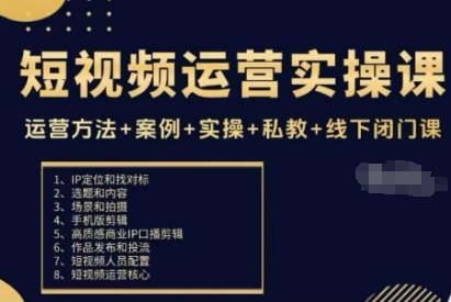 短视频运营实操课，运营方法+案例+实操+私教+线下闭门课-搞砸网络-www.gaoza.cn