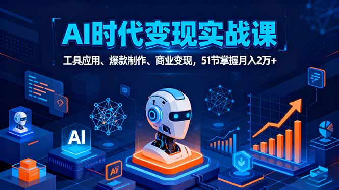 AI时代全场景实战课，工具应用、爆款制作、商业变现，51节掌握月入2万+-搞砸网络-www.gaoza.cn