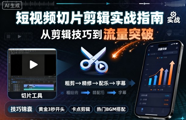 短视频切片剪辑实战指南，从剪辑技巧到流量突破-搞砸网络-www.gaoza.cn