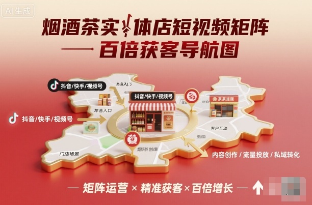 烟酒茶实体店短视频矩阵百倍获客导航图-搞砸网络-www.gaoza.cn