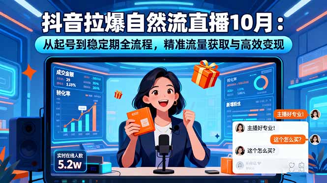抖音拉爆自然流直播10月：从起号到稳定期全流程，精准流量获取与高效变现-搞砸网络-www.gaoza.cn