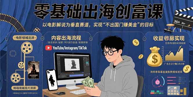 （15709期）零基础出海创富课：以电影解说为垂直赛道，实现不出国门赚美金的目标-搞砸网络-www.gaoza.cn