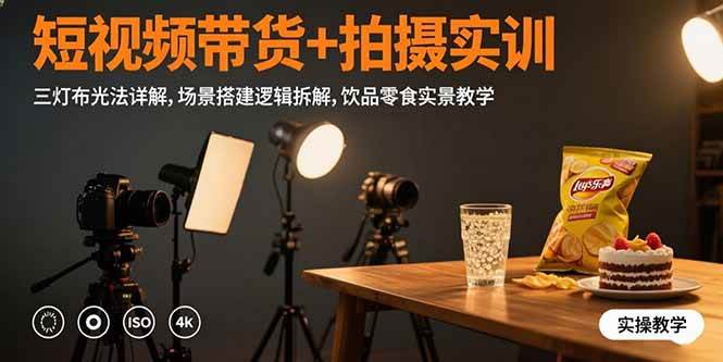 （15540期）短视频带货+拍摄实训：三灯布光法详解,场景搭建逻辑拆解,饮品零食实景教学-搞砸网络-www.gaoza.cn