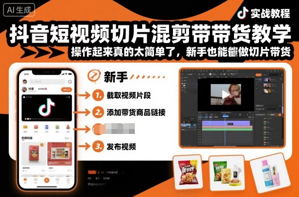 抖音短视频切片混剪带货教学，操作起来真的太简单了，新手也能做切片带货-搞砸网络-www.gaoza.cn