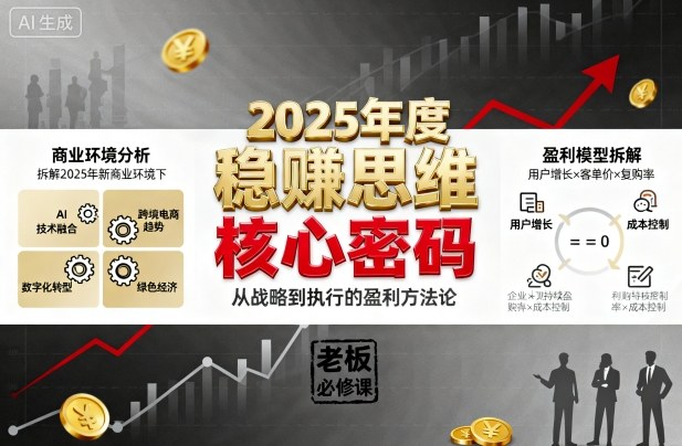 2025年度稳賺思维老板创业营，拆解2025年新商业环境下，企业实现持续盈利的核心密码-搞砸网络-www.gaoza.cn