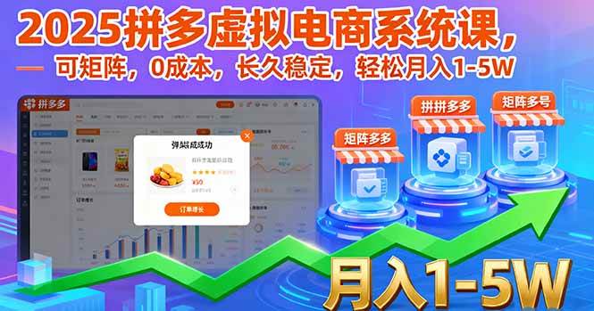 （16088期）2025拼多多虚拟电商系统课，可矩阵，0成本，长久稳定，轻松月入1-5W-搞砸网络-www.gaoza.cn