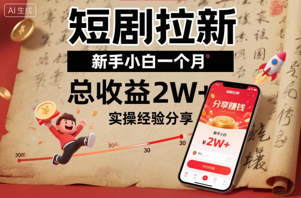 短剧拉新新手小白一个月总收益2W+实操经验分享-搞砸网络-www.gaoza.cn