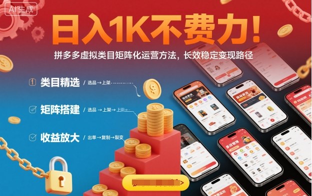 日入1K不费力！拼多多虚拟类目矩阵化运营方法，长效稳定变现路径-搞砸网络-www.gaoza.cn