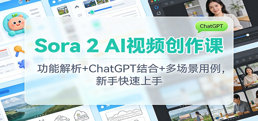 Sora 2 AI视频创作课：功能解析+ChatGPT结合+多场景用例，新手快速上手-搞砸网络-www.gaoza.cn