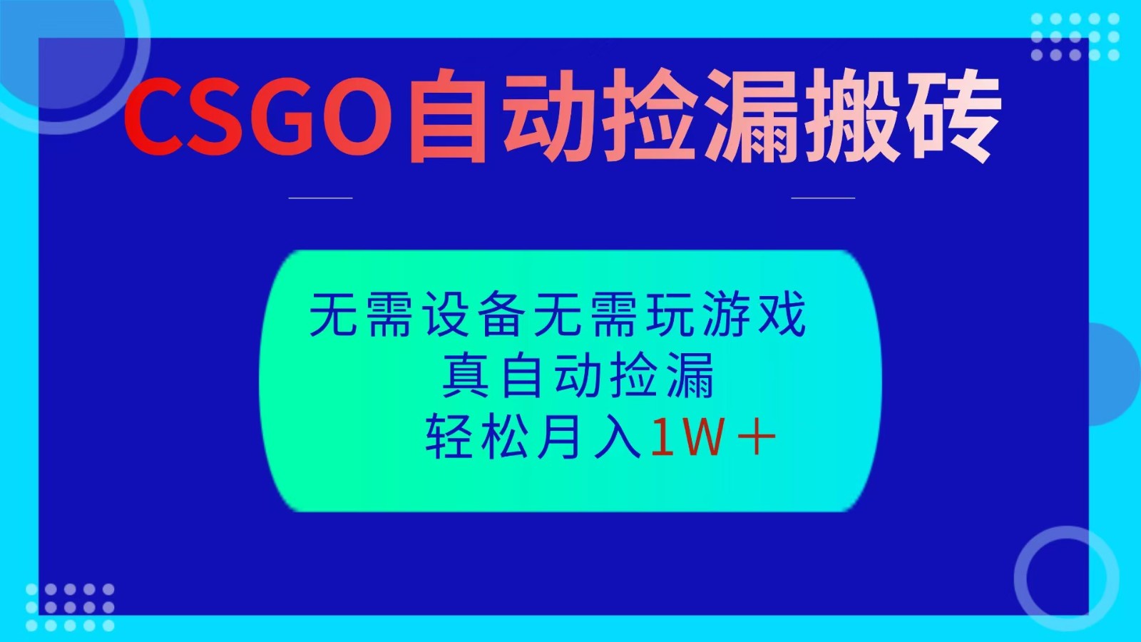 CSGO自动捡漏搬砖,当天操作当天见结果,无需了解游戏,包教包会包落地-搞砸网络-www.gaoza.cn