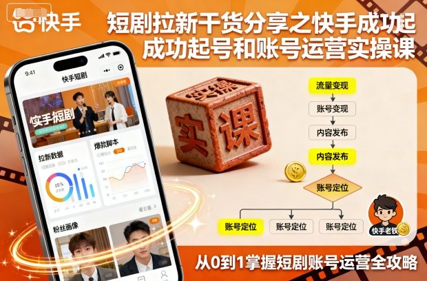短剧拉新干货分享之快手成功起号和账号运营实操课-搞砸网络-www.gaoza.cn
