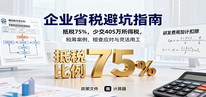 企业省税避坑指南：抵税75%，少交405万所得税，税筹案例，稽查应对与灵活用工-搞砸网络-www.gaoza.cn