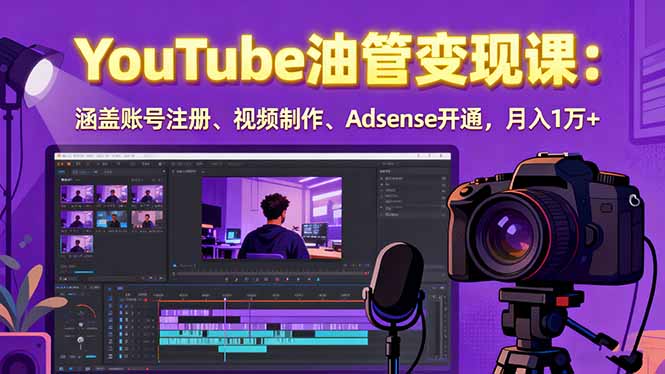 2025YouTube油管变现课：涵盖账号注册、视频制作、Adsense开通，月入1万+-搞砸网络-www.gaoza.cn