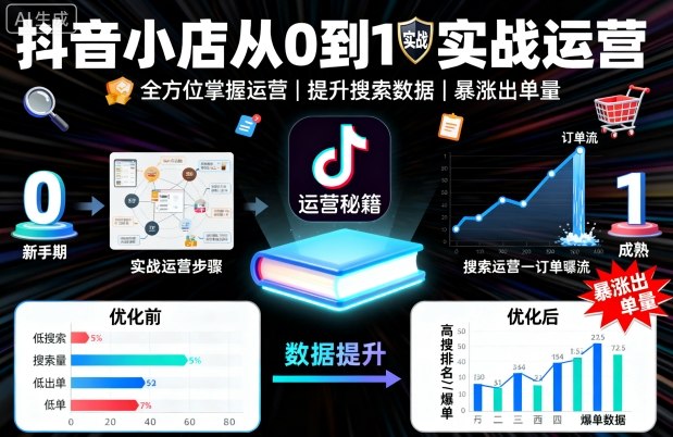 抖音小店从0到1实战运营，帮你全方位掌握小店运营，提升搜索数据与出单量-搞砸网络-www.gaoza.cn