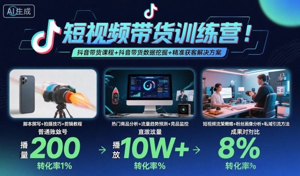 短视频带货训练营，抖音带货课程+抖音带货数据挖掘+精准获客解决方案-搞砸网络-www.gaoza.cn