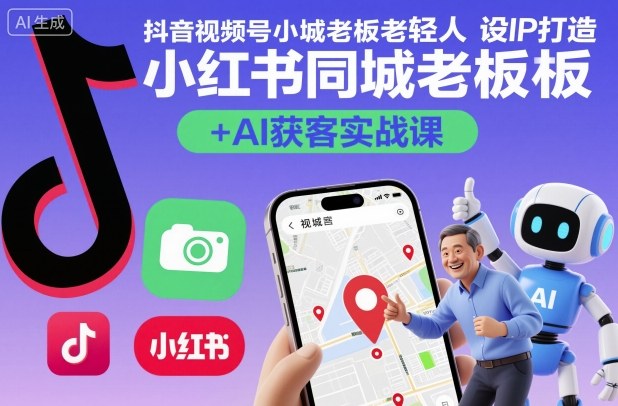 抖音视频号小红书同城老板轻人设IP打造+AI获客实战课，人设打造-算法拆解-拍摄剪辑-内容运营-AI创作-搞砸网络-www.gaoza.cn