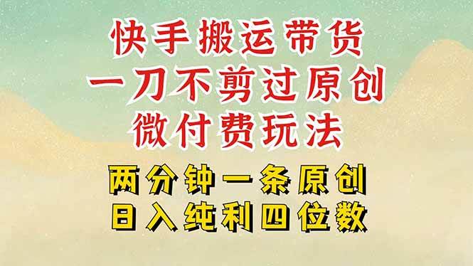 （15577期）快手黑科技搬运带货，一刀不剪过原创，微付费投流玩法，轻松日入四位数…-搞砸网络-www.gaoza.cn