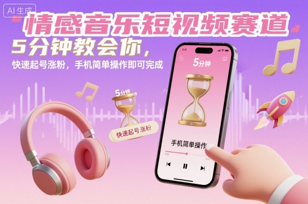 情感音乐短视频赛道，5分钟教会你，快速起号涨粉，手机简单操作即可完成-搞砸网络-www.gaoza.cn